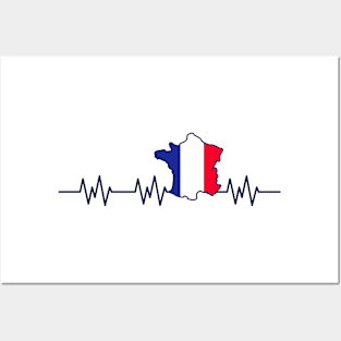 France Flag Heartbeat Pulse French Posters and Art